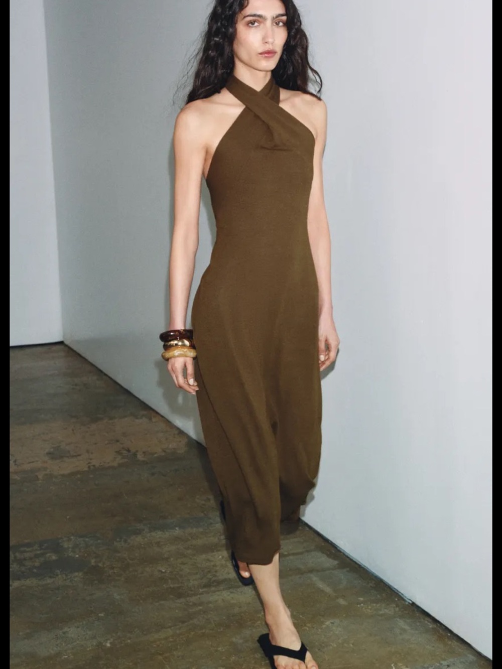 Zara Knit Cross-Halter Midi Dress